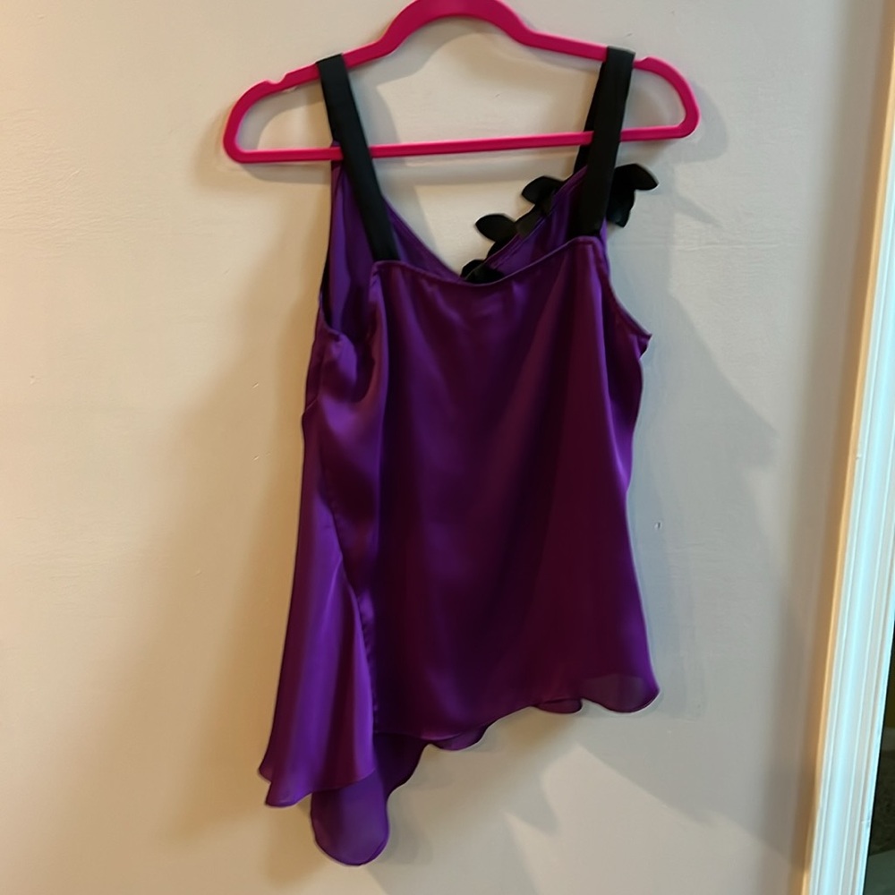 Express Floral Appliqué Tank Purple/Black size Medium Uneven Bottom - Picture 5 of 5
